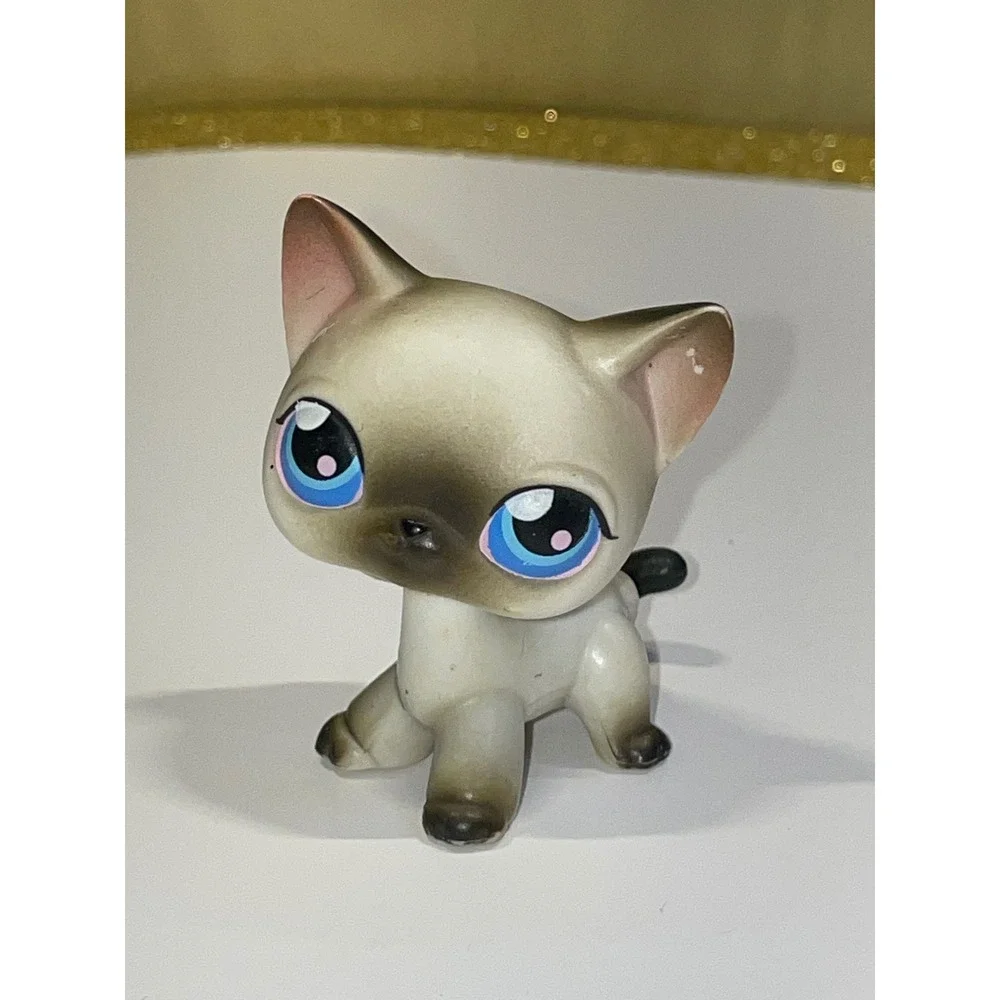 Littlest Pet Shop LPS Siamese Kitten Cat #5 Cream‎ Tan Brown Blue Eyes Hasbro